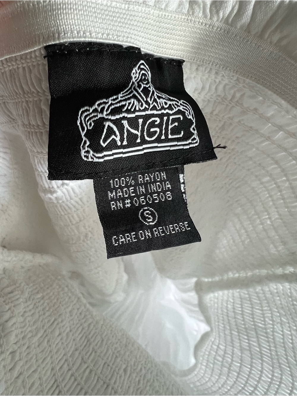 Angie White Smocked Bodice Ruffle-Hem Midi Dress Suze Small - Picture 5 of 5